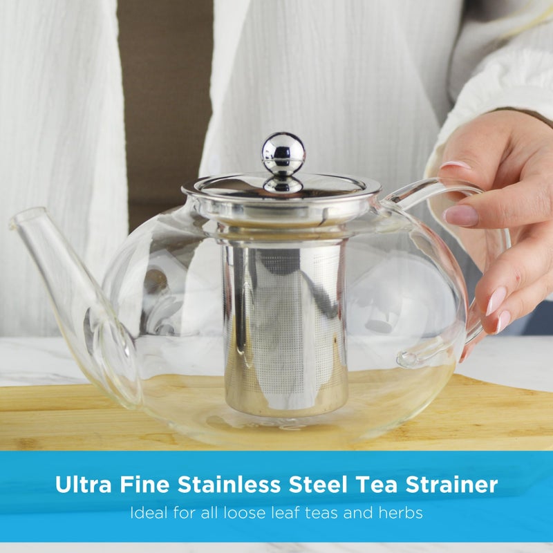 GROSCHE - Joliette Borosilicate Glass Teapot with Stainless Steel Infuser - 5 Cup Glass Teapot with Removable Strainer for Loose Leaf & Herbal Tea, Dishwasher Safe, 42 oz - Image 4